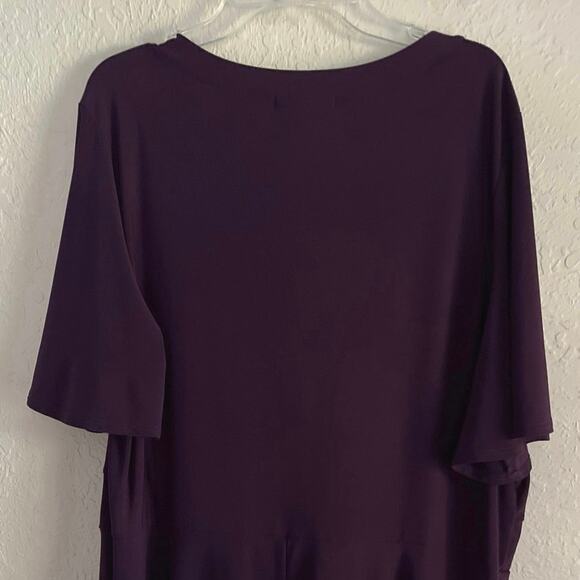 Gilli Purple Faux Wrap Dress Womens Size 2X Midi Stretchy Work Church Feminine - Picture 8 of 11
